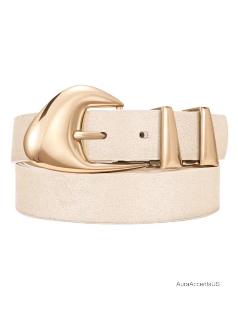 Faux Leather Belt with Gold Buckle Women's Waist Belt